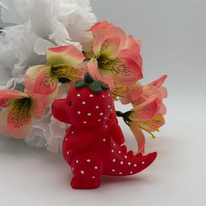 Strawberry Dinosaur 3D Printed PLA Figure, Hand-Painted