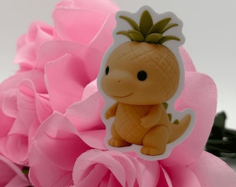 Ananas Dinosaurus Sticker | Kawaii Tropische Dino Vinyl Sticker (7 cm hoog)