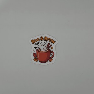 Boo and Brew Ghost Coffee Cup Sticker