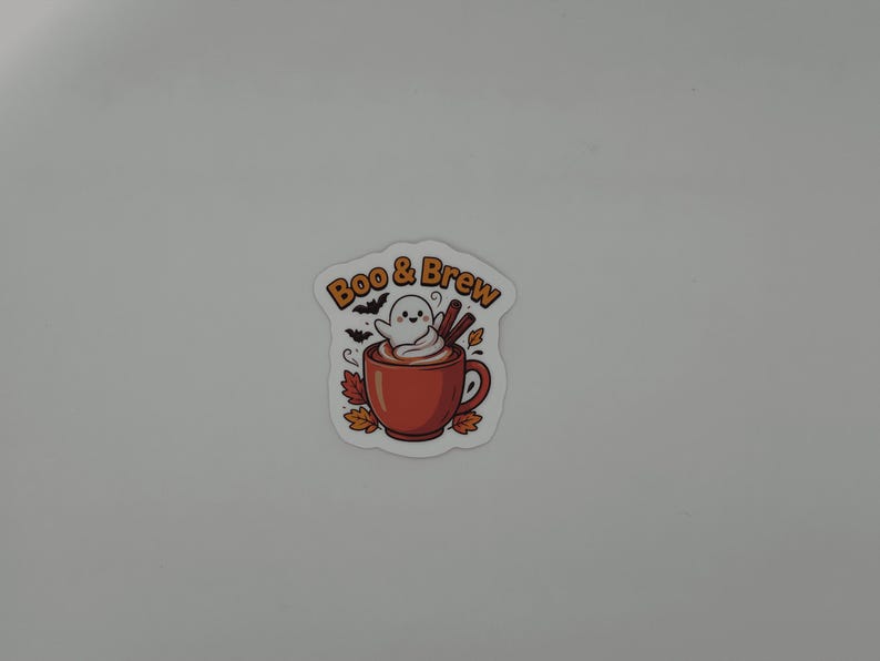 Boo and Brew Ghost Coffee Cup Sticker