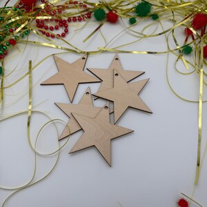Unfinished Wood Star Ornaments, DIY Christmas Craft, Blank Holiday Decor