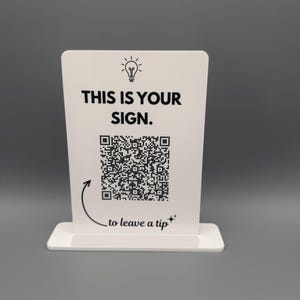 Personalized Acrylic QR Code Tip Sign | Scan to Pay Counter Display