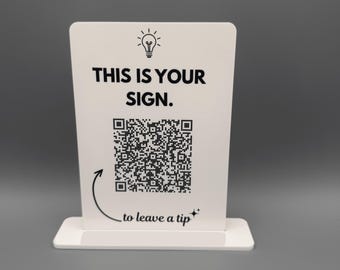 Personalized Acrylic QR Code Tip Sign | Scan to Pay Counter Display