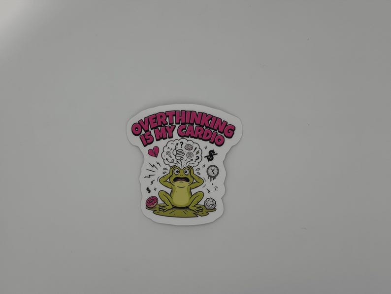 Overthinking Frog Vinyl Sticker Funny Anxiety Decal