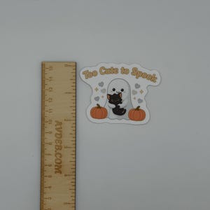 Kawaii Halloween Vinyl Sticker - Ghost Cat Too Cute to Spook