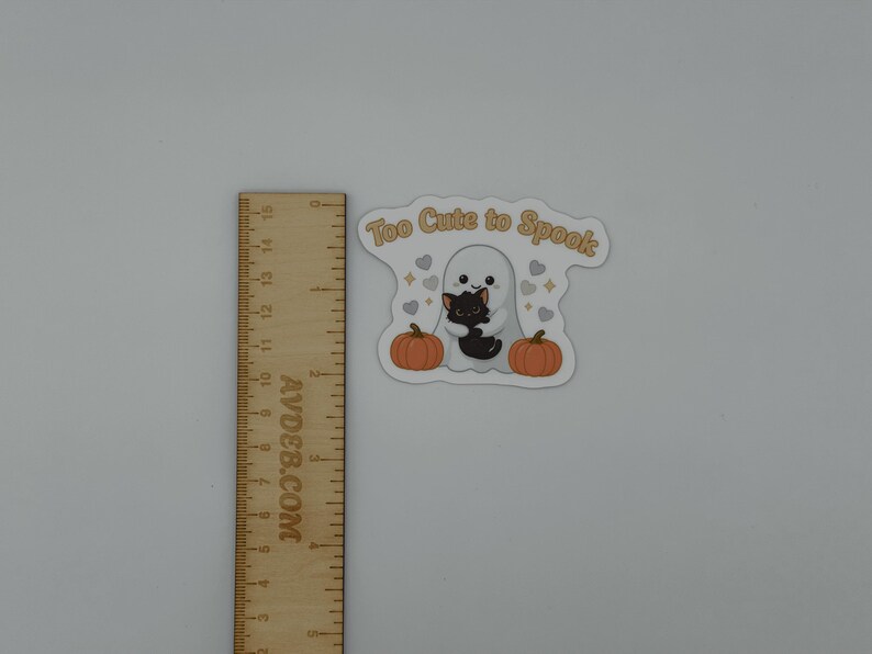 Kawaii Halloween Vinyl Sticker - Ghost Cat Too Cute to Spook