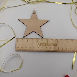 Unfinished Wood Star Ornaments, DIY Christmas Craft, Blank Holiday Decor