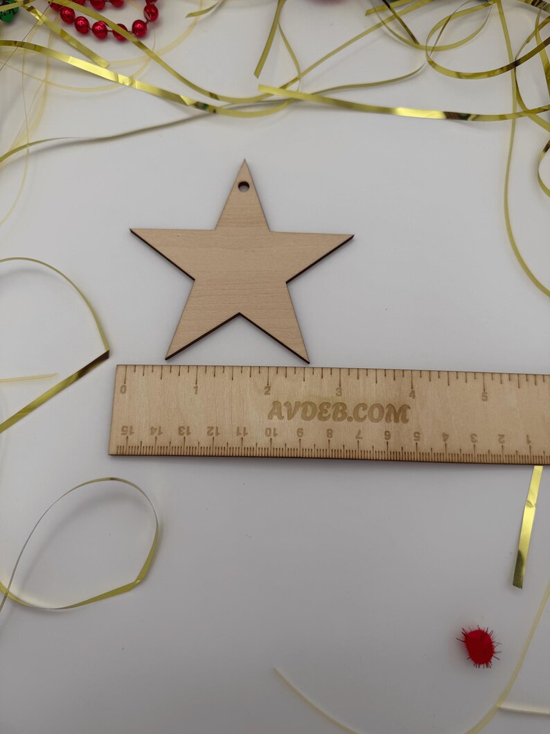 Unfinished Wood Star Ornaments, DIY Christmas Craft, Blank Holiday Decor