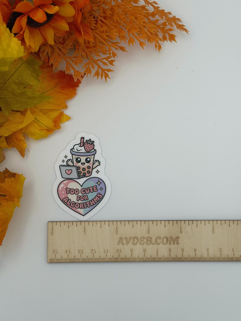 Cute Boba Laptop Sticker – Too Cute for Algorithms Kawaii Vinyl Decal