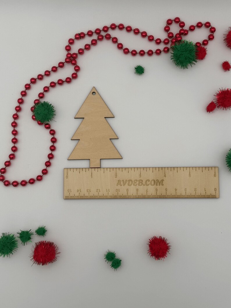 Unfinished Wood Christmas Tree Ornament Blank, DIY Craft, Holiday Decor, Paintable