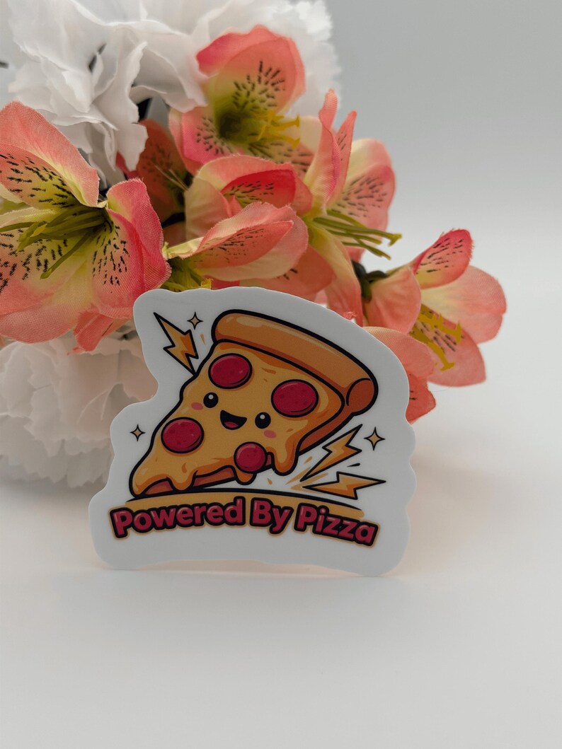 Powered By Pizza Vinyl Sticker