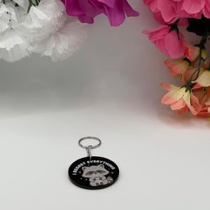 Kawaii Raccoon Acrylic Keychain I Regret Everything