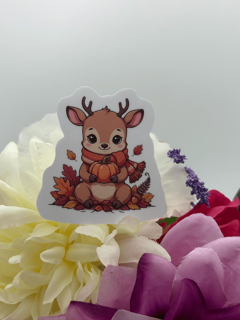 Cute Autumn Deer Vinyl Sticker