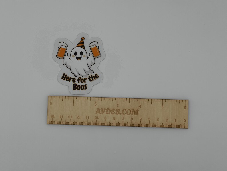 Funny Halloween Ghost Vinyl Sticker Here for the Boos