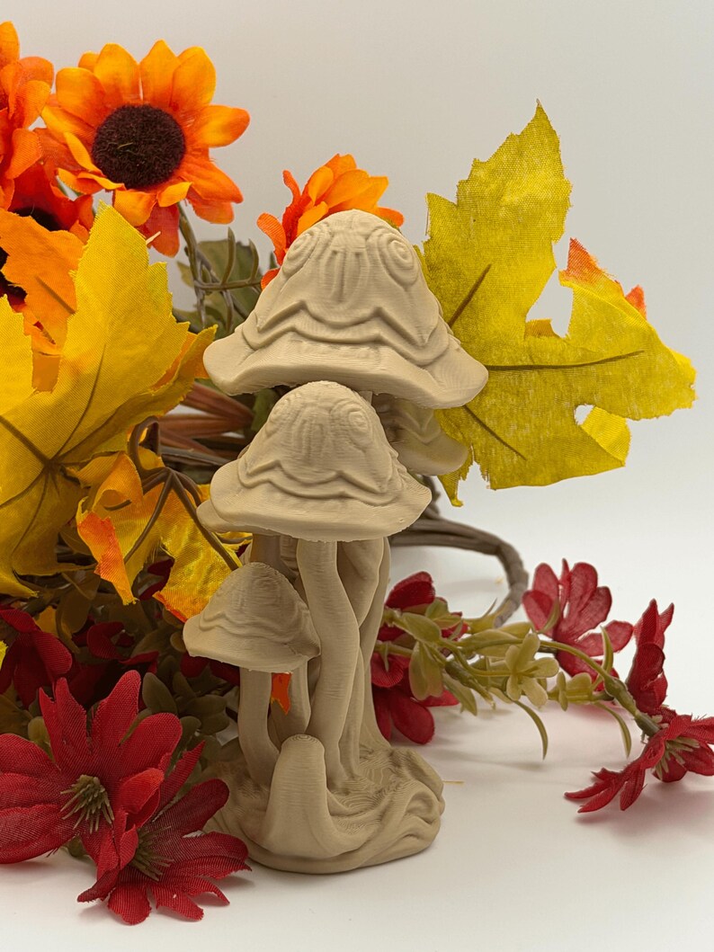 3D Printed Mushroom Cluster Sculpture – Enchanted Forest Art Deco Fantasy Decor