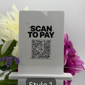 Personalized Acrylic QR Code Sign Scan to Pay Stand