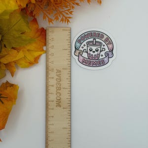 Cute Powered By Memes Boba Tea Vinyl Sticker