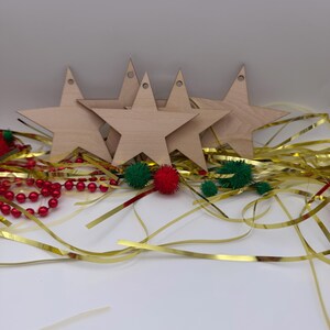 Unfinished Wood Star Ornaments, DIY Christmas Craft, Blank Holiday Decor