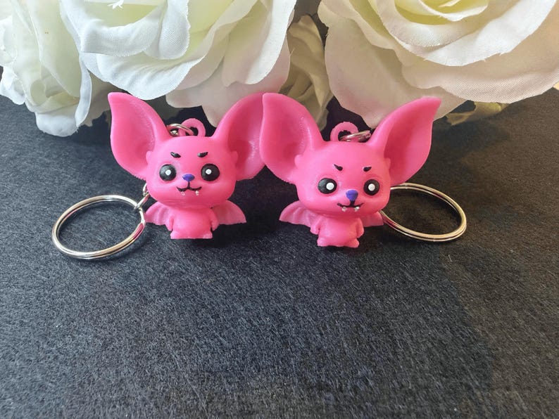 Cute Bat Character Keychain – 3D Printed PLA Charm