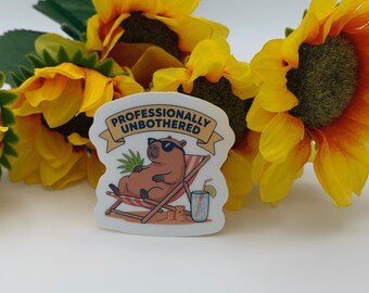 Capybara Beach Sticker | Unbothered Animal Decal, Laptop Water Bottle Vinyl