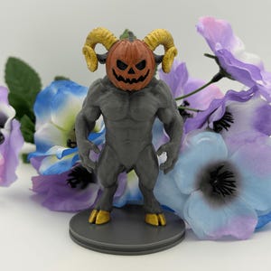 Horned Pumpkin Demon – 3D Printed Halloween Statue