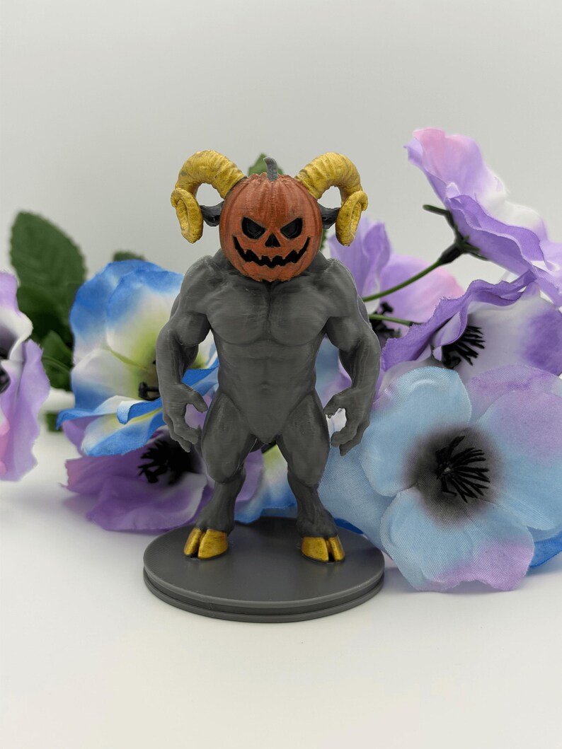 Horned Pumpkin Demon – 3D Printed Halloween Statue
