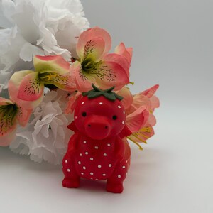 Strawberry Dinosaur 3D Printed PLA Figure, Hand-Painted