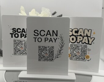 Personalized QR Code Sign | Acrylic Scan to Pay Stand | Venmo Cash App Zelle Sign | Small Business Payment Display