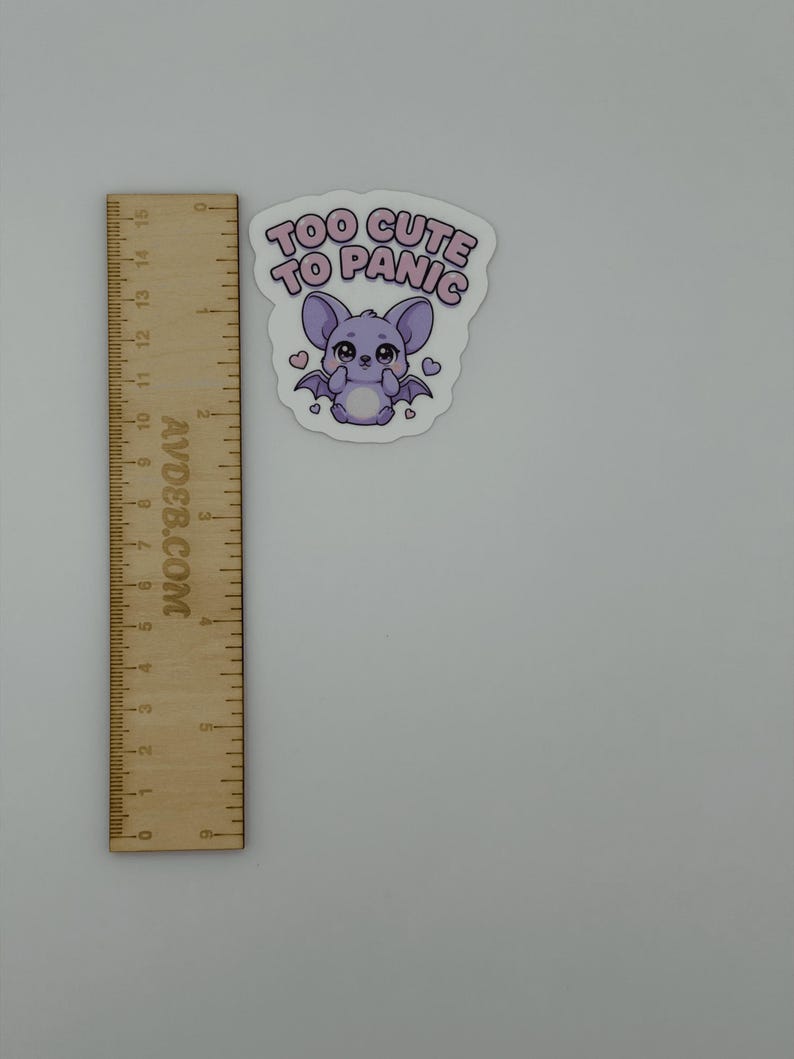 Cute Bat Vinyl Sticker Too Cute To Panic