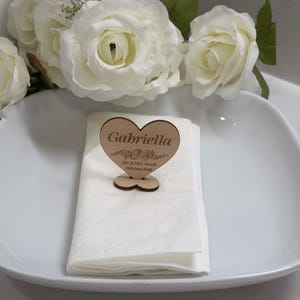 Personalized Wooden Wedding Place Card Heart Ornament
