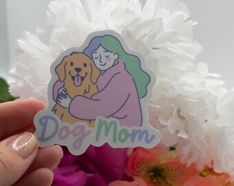 Dog Mom Golden Retriever Sticker | Pastel Vinyl Decal (6 x 6 cm)