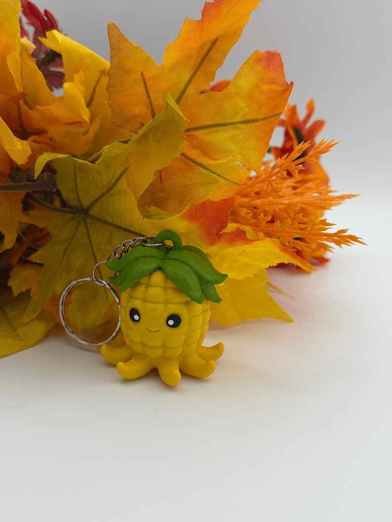 Kawaii Corn Octopus Keychain – 3D Printed Cute Octopus Charm