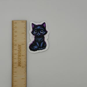 Black Kitten Sticker | Fluffy Cat Vinyl Decal | Gothic Whimsical Art image 4
