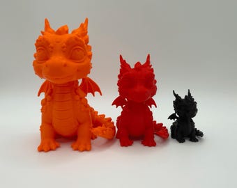 Cute Baby Dragon Figurine | 3D Printed PLA Statue | Chibi Dragon Decor | Small Dragon Figurine | Gift for Dragon Lovers