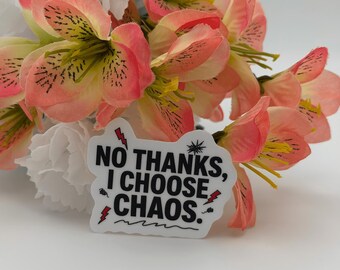 Nee bedankt, ik kies voor chaos sticker | Sarcastische vinyl sticker (waterproof)