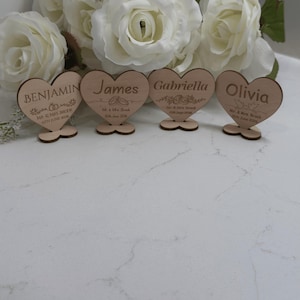 Personalized Wooden Wedding Place Card Heart Ornament