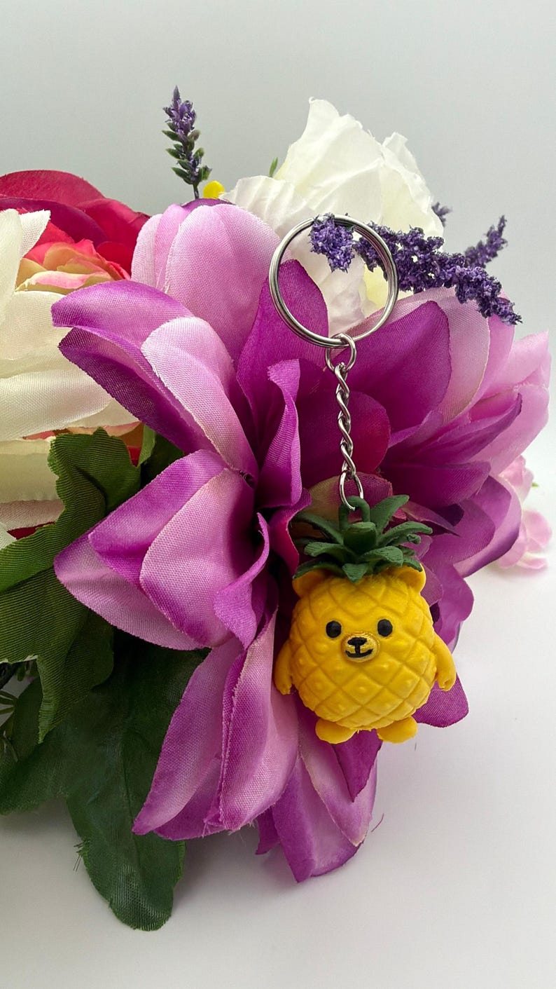 Cute Pineapple Bear Keychain PLA Charm