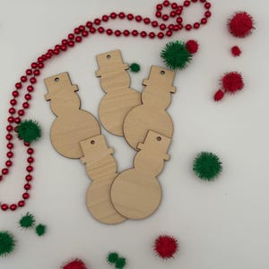Unfinished Wood Snowman Ornaments, Christmas Craft, DIY Decor, Ornament Blanks