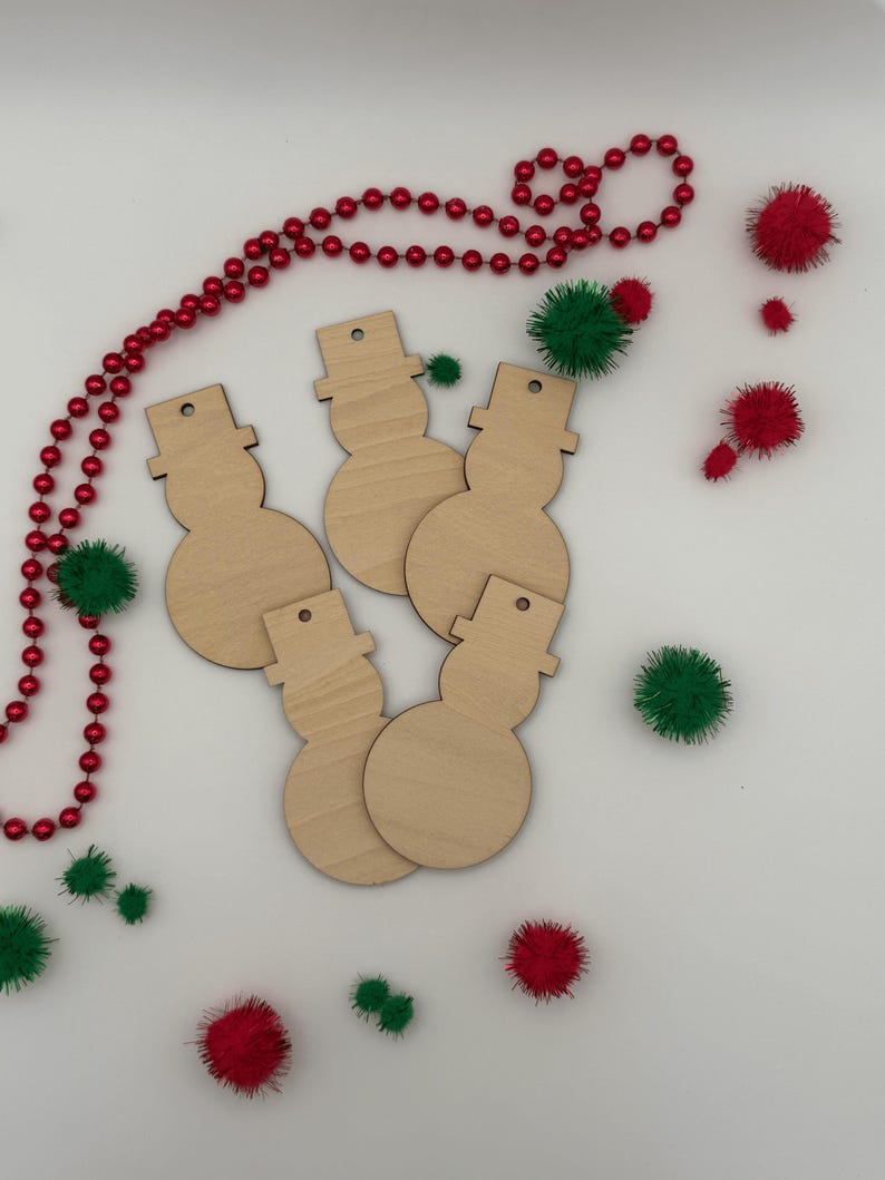 Unfinished Wood Snowman Ornaments, Christmas Craft, DIY Decor, Ornament Blanks