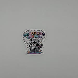 Raccoon Sticker | Unsupervised Thoughts Meme Decal (2.6 x 2.4 in) image 3