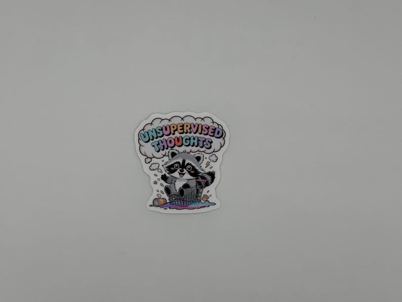 Raccoon Sticker | Unsupervised Thoughts Meme Decal (2.6 x 2.4 in) image 3