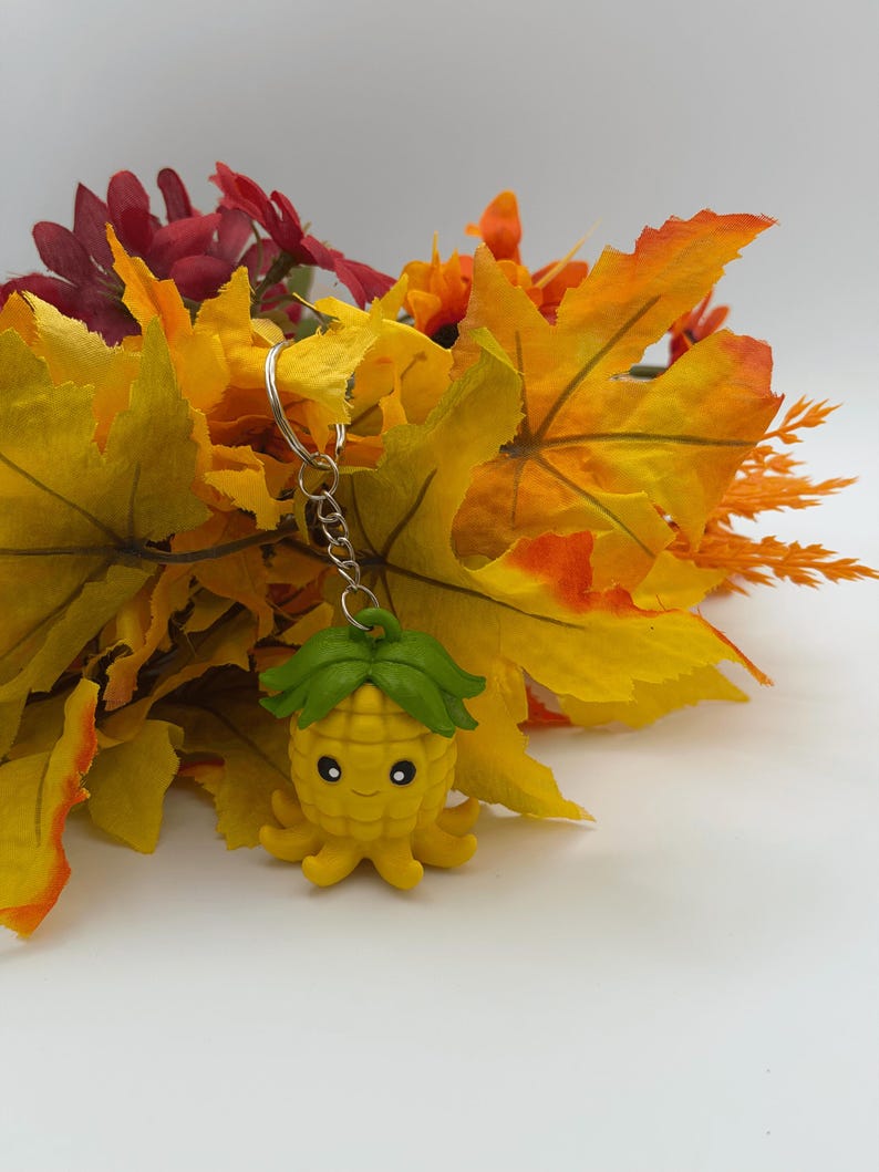 Kawaii Corn Octopus Keychain – 3D Printed Cute Octopus Charm