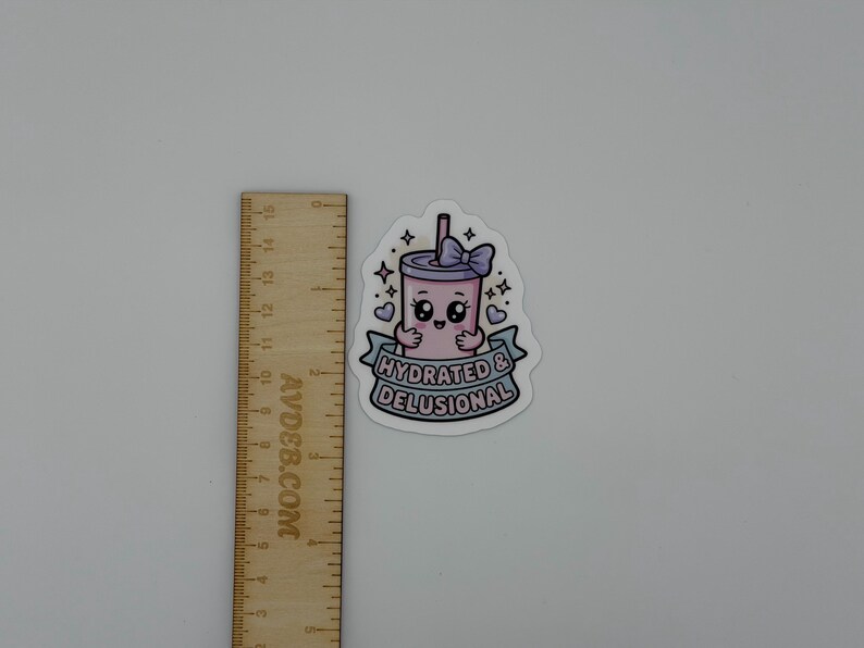 Kawaii Tumbler Sticker | Hydrated Delusional Decal | Coquette Pink Vinyl Laptop Water Bottle image 2
