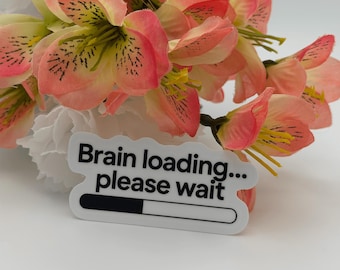 Brain Loading Sticker | Grappige Tech Progress Bar Laptop Sticker | Cadeau voor programmeurs