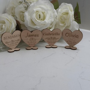 Personalized Wooden Wedding Place Card Heart Ornament