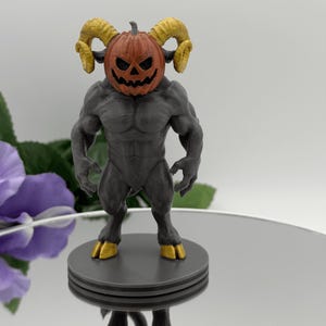 Horned Pumpkin Demon – 3D Printed Halloween Statue