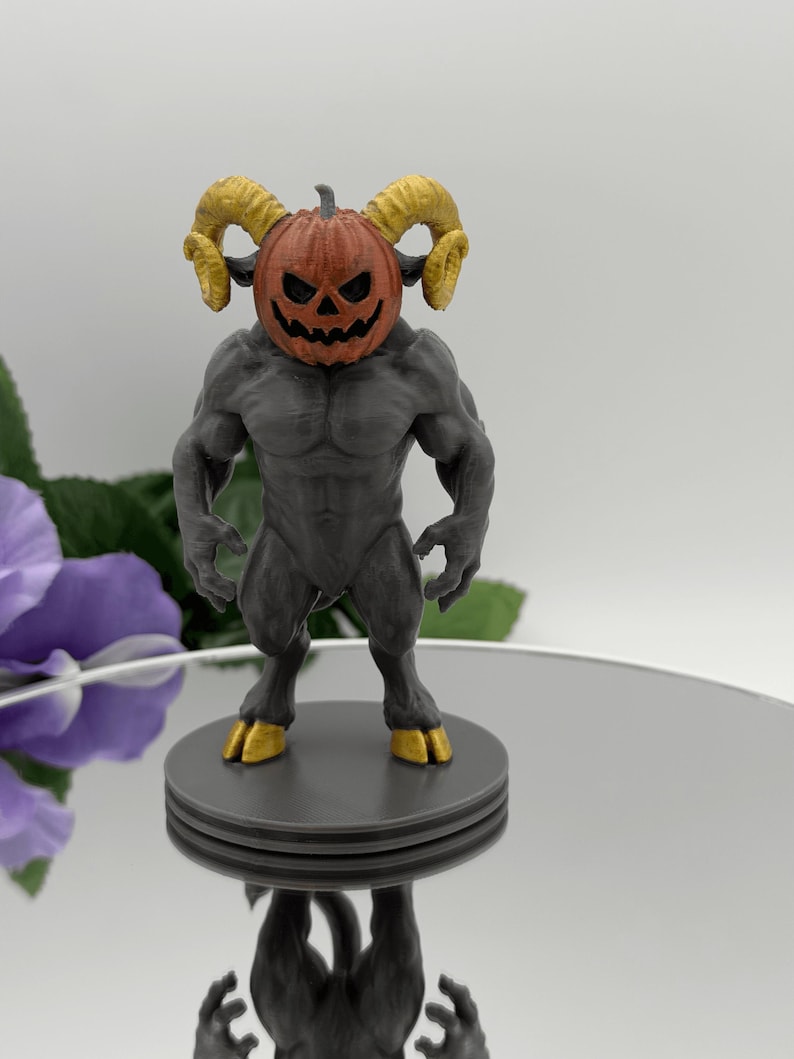 Horned Pumpkin Demon – 3D Printed Halloween Statue
