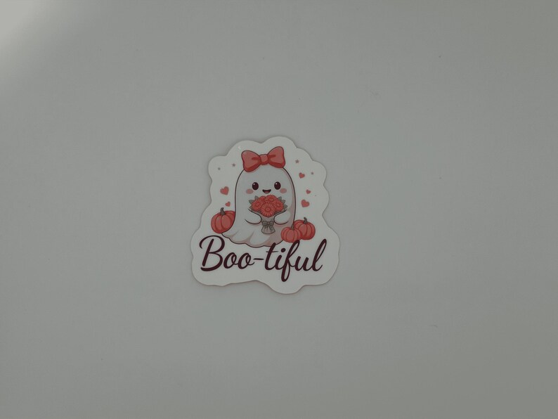 Cute Boo-tiful Ghost Sticker with Pumpkins