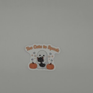 Kawaii Halloween Vinyl Sticker - Ghost Cat Too Cute to Spook