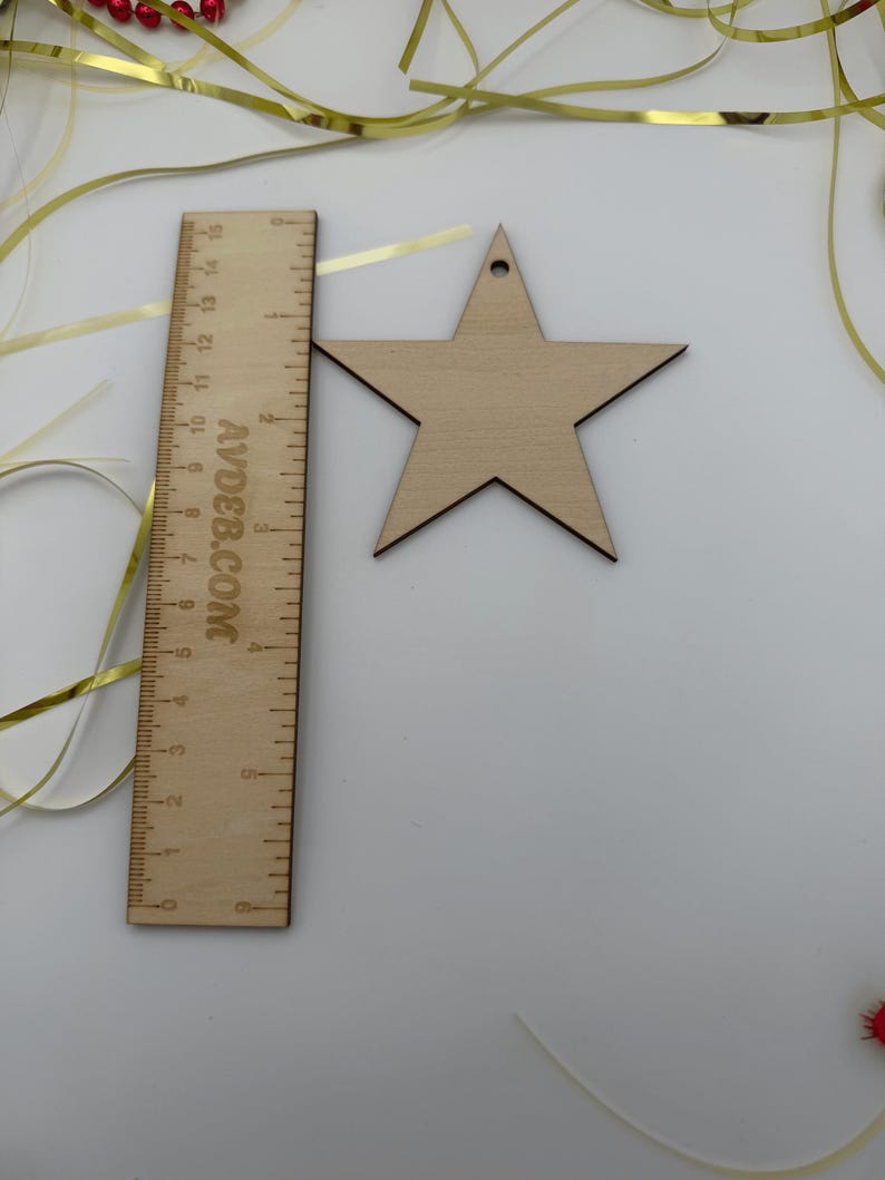 Unfinished Wood Star Ornaments, DIY Christmas Craft, Blank Holiday Decor